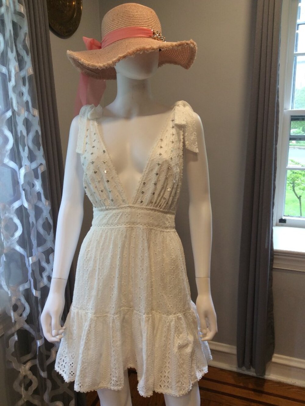 Poupette St. Barth White Eyelet Lace Romantic Boho Summer Dress